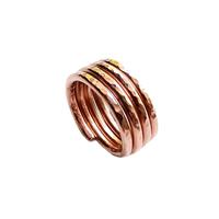 Hand Hammered Textured Copper Four Loop Ring Unisex Design with Unique Finish Lightweight Simple Everyday Accessory Solid Cop...