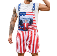 OeyFnbmO 4th of July American Flag Bib Overalls Summer Adjustable Coveralls Memorial Day Romper, Casual Men's Clothing, Patri...