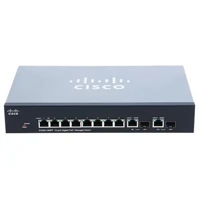 Cisco SG300-10MPP-K9 | Small Business SG300-10MPP 8-Ports RJ-45 10/100 PoE with 2 Combo Gigabit SFP Layer 3 Manageable Rack-m...