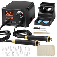 VEVOR Wood Burning Kit, 200~700°C Adjustable Temperature with Display, Dual Output Port with 2 Pyrography Pens, 23 Wire Nibs...