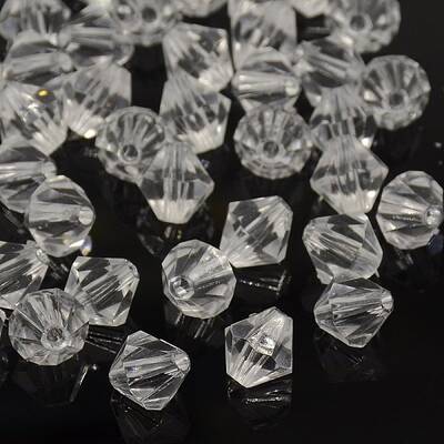 Faceted Bicone Transparent Acrylic Beads