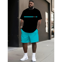 Black with Light Blue Stripes & Subtle Print, Breathable Round Neck Casual Summer Top,  Everyday Comfort,  Lightweight Fabric...