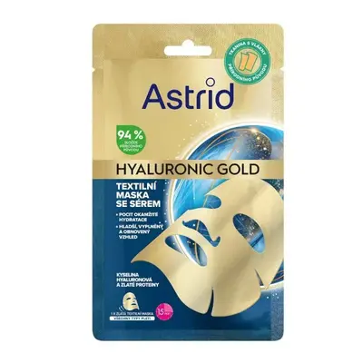 Textile mask Astrid with gold proteins for a smoother appearance and restoration of skin volume Hyaluronic gold