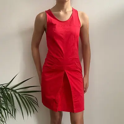 Armani Jeans Midi Dress - Small Red Cotton