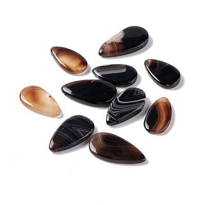 Natural Dyed & Heated Black Agate Pendants