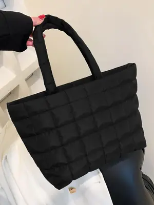 Women's Elegant Plaid Tote Bag, Simple Plain Commuter Large Capacity Shoulder Bag, Fashionable Tote Bag for Women & Girls for...