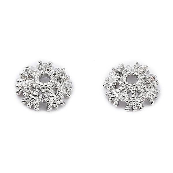 Rack Plating Brass Cubic Zirconia Bead Cap