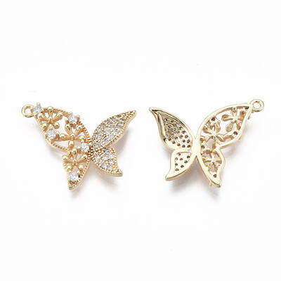 Brass Micro Pave Clear Cubic Zirconia Pendants