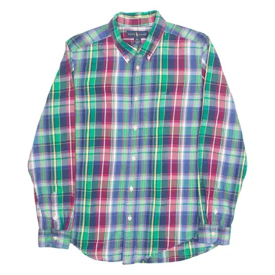 RALPH LAUREN Boys Shirt Green Check Long Sleeve XL