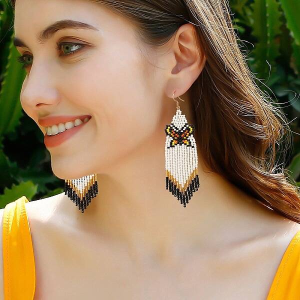 Bohemia Glass Seed Bead Dangle Earrings