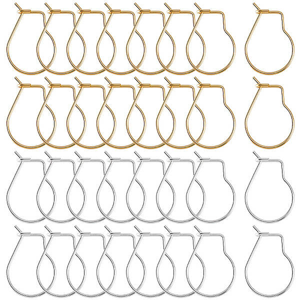 80Pcs 2 Colors  304 Stainless Steel Hoop Earrings Findings