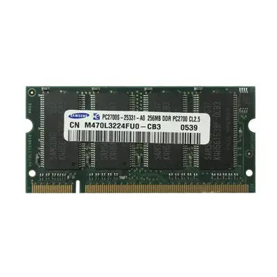 Samsung M470L3224FUO-CB3 | 256MB DDR-333MHz PC2700 Non-ECC Unbuffered SODIMM CL2.5 2Rx16 2.5V 200-Pin Memory Module