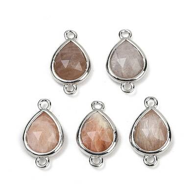 Natural Sunstone Faceted Connector Charms
