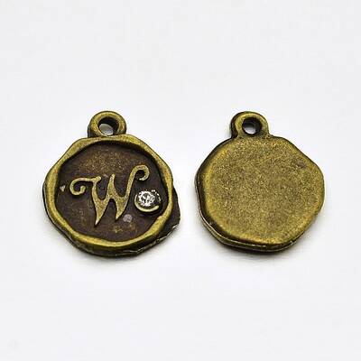 Antique Bronze Plated Alloy Rhinestone Charms