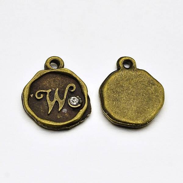 Antique Bronze Plated Alloy Rhinestone Charms