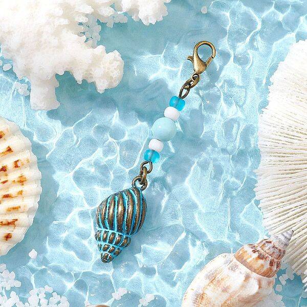 Ocean Theme Alloy Charm & Glass Beads Pendant Decorations