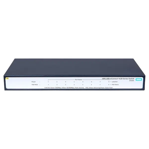JH330A HP OfficeConnect 1420 Series 1420-8G-PoE+ (64W) 8 x 10/100/1000Base-T RJ-45 PoE+ Ports Layer 2 Unmanaged Gigabit Ether...