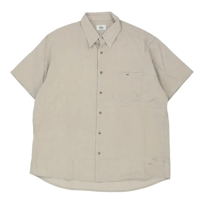 Lacoste Short Sleeve Shirt - 2XL Grey Cotton