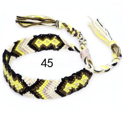 Cotton Braided Rhombus Pattern Cord Bracelet
