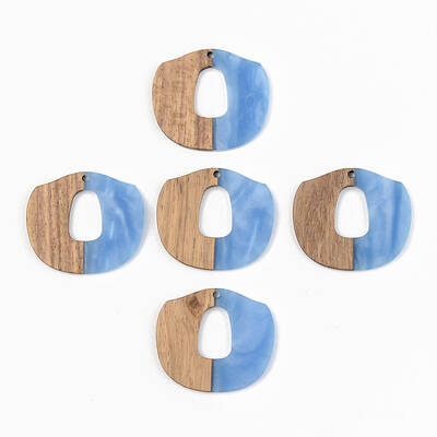 Opaque Resin & Walnut Wood Pendants