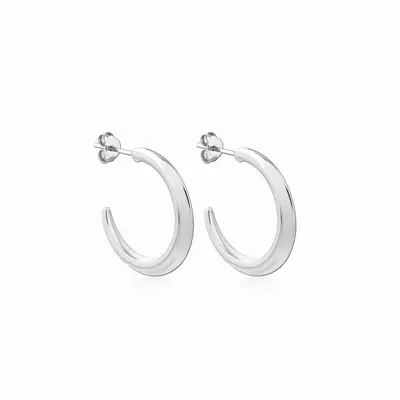 Crescent Hoops Silver Medium | Size: 1 in.