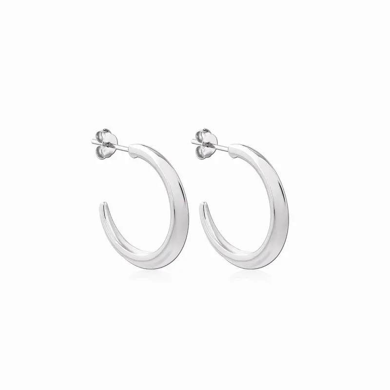 Crescent Hoops Silver Medium | Size: 1 in.