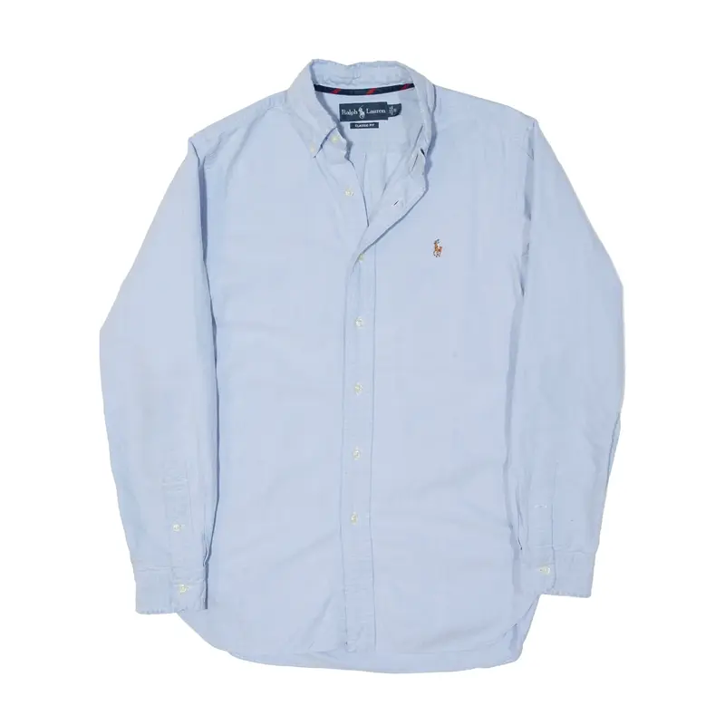 RALPH LAUREN Classic Fit Plain Shirt Blue Long Sleeve Mens S