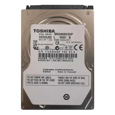 HDD2J52 Toshiba 640GB 5400RPM SATA 3Gb/s 8MB Cache 2.5-Inch Hard Drive
