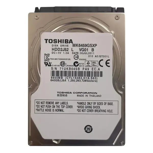 HDD2J52 Toshiba 640GB 5400RPM SATA 3Gb/s 8MB Cache 2.5-Inch Hard Drive