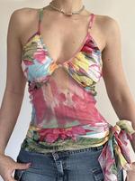 Women's Floral Print Cami Top, Boho Sleeveless Spaghetti Strap Top for Beach Holiday Vacation, Ladies Clothes for Summer, Sum...