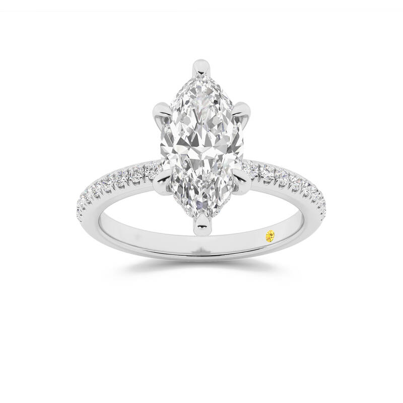 Aurelia Half Coverage Hidden Halo Marquise Lab Grown Diamond Engagement Ring | 18K White Gold 3 1/2 CT. TW.
