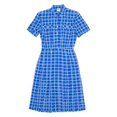 LESLIE FAY Womens A-Line Dress Blue Check Short Sleeve Midi UK 14