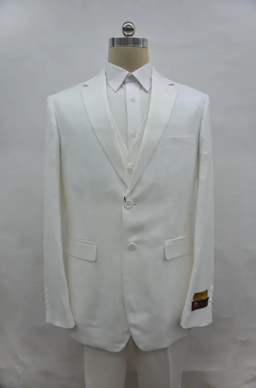 Mens White Linen Suit - White Linen Wedding Suit - White