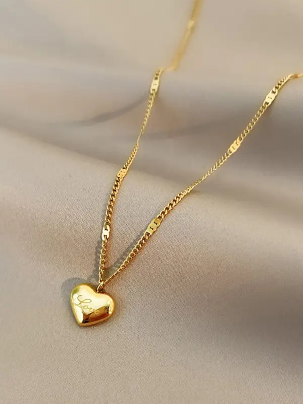 Summer Minimalist Casual Plain Heart Design Pendant Necklace For Women, Fashion Summer Jewelry For Women For Gift