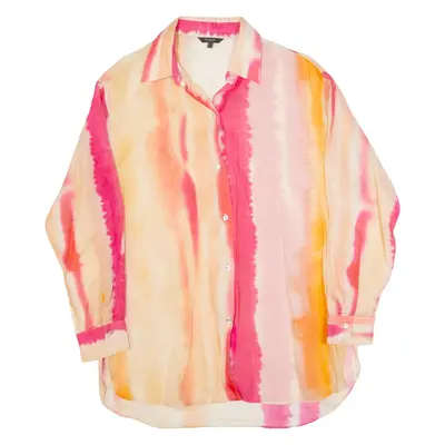 MASSIMO DUTTI Womens Printed Shirt Pink Collared Long Sleeve S