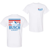 Red White And Busch Light 2-Sided TShirt, Busch Light Tee, 4th of July Vintage Shirt, Casual Crew Neck, Graphic Tee Clothes C...