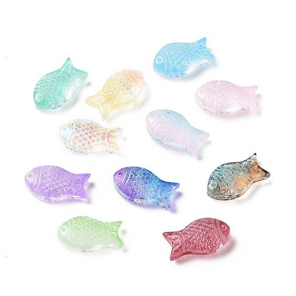 Transparent Spray Painted Glass Beads