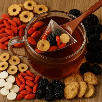 Ginseng five treasures tea combination fragrant tea eight treasures tea red dates and wolfberry tea men's tea tea mulberry he...