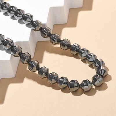 Bicone Synthetic Non-Magnetic Hematite Beaded Necklaces