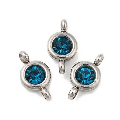 304 Stainless Steel Single Rhinestone Connector Charms