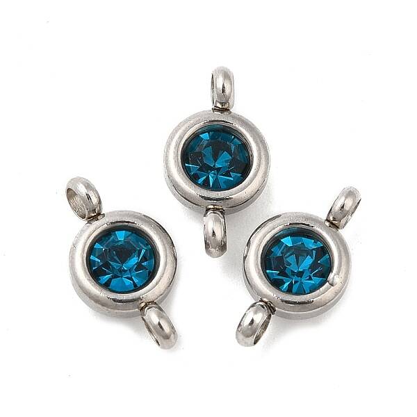 304 Stainless Steel Single Rhinestone Connector Charms