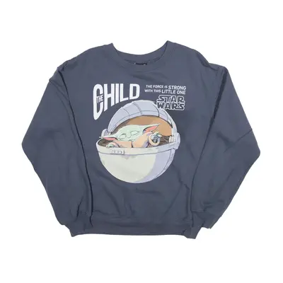 STAR WARS The Child Grogu Sweatshirt Grey Crew Neck Boys M