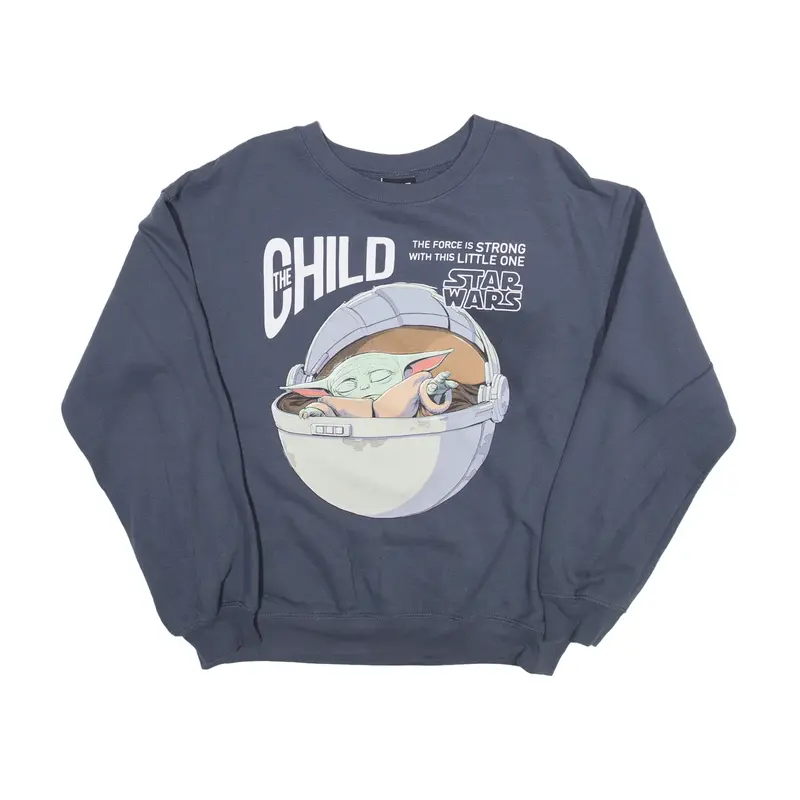 STAR WARS The Child Grogu Sweatshirt Grey Crew Neck Boys M