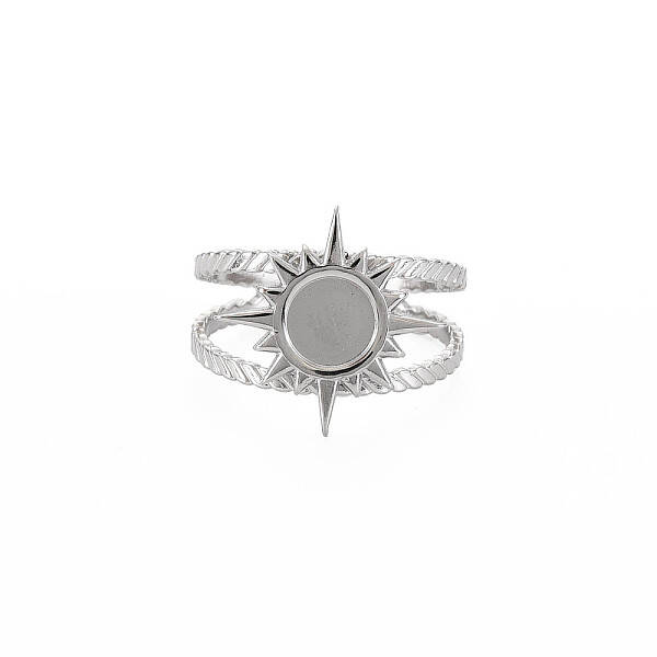 201 Stainless Steel Open Cuff Finger Ring Enamel Settings