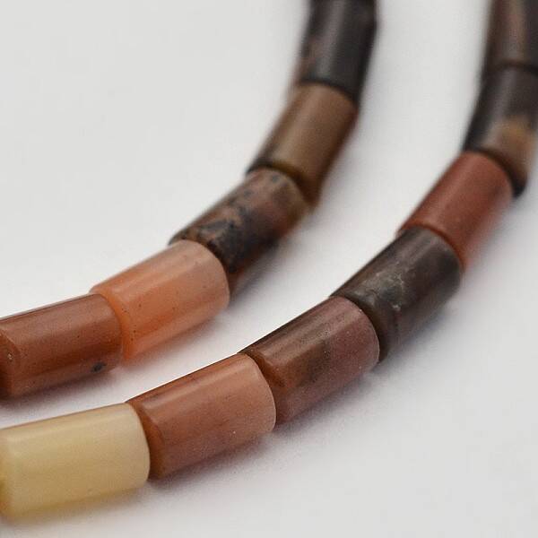 Column Natural Orange River Stone Beads Strands