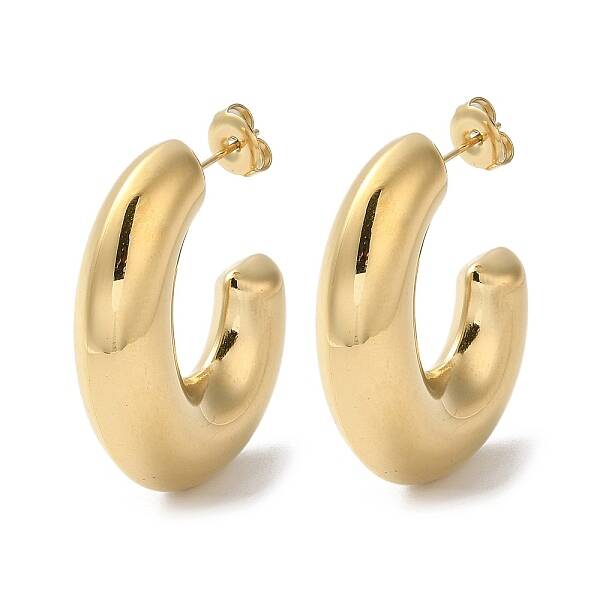 304 Stainless Steel Ring Stud Earrings