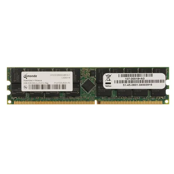 NetApp 107-00018+A0 | 2GB DDR-266MHz PC2100 ECC Registered 184-Pin RDIMM Memory
