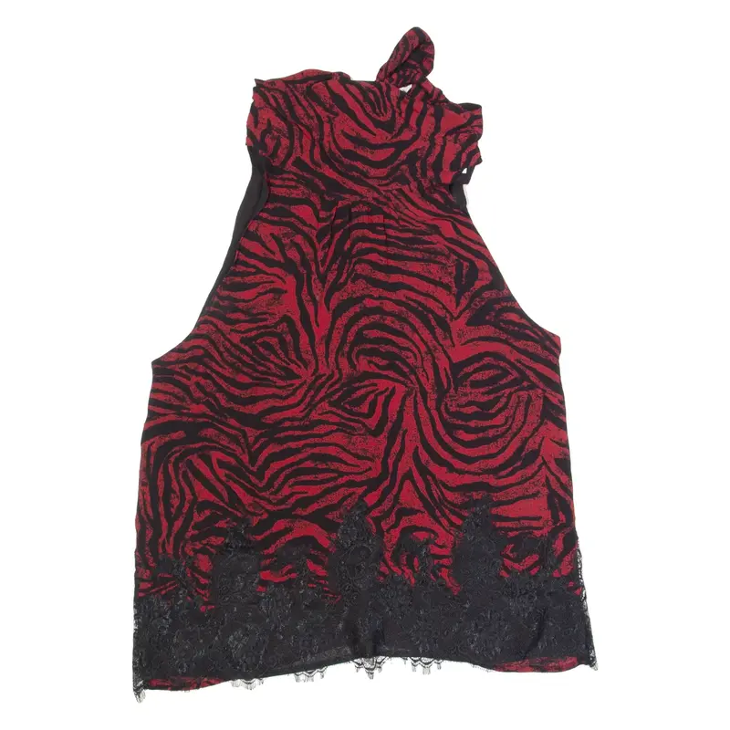 MINT VELVET Womens Printed Vest Red Sleeveless Viscose Animal Print UK 14