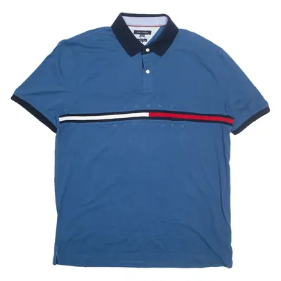 TOMMY HILFIGER Mens Polo Shirt Blue 2XL