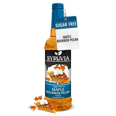 Syruvia Sugar-Free Maple Bourbon Pecan Syrup For Coffee 25.4 Ounces Maple Bourbon Pecan Flavoring For Coffee Beverage Sweet